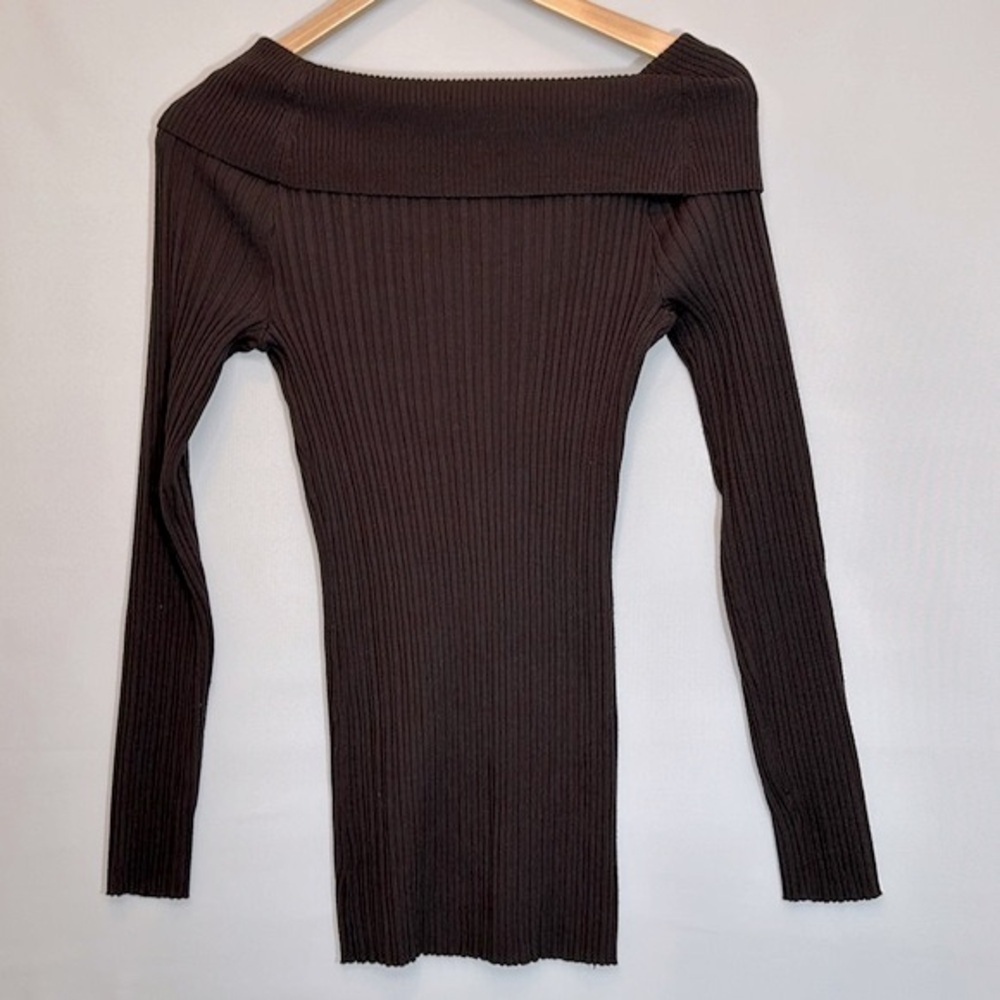 Catch My i Women Knit Sweater Ribbed Stetch Slim Fit Cowl Neckline Long Sleeve S - Picture 8 of 9